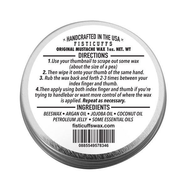 1 oz. Fisticuffs Mustache Wax Original hold "OG" scent Grave Before Shave